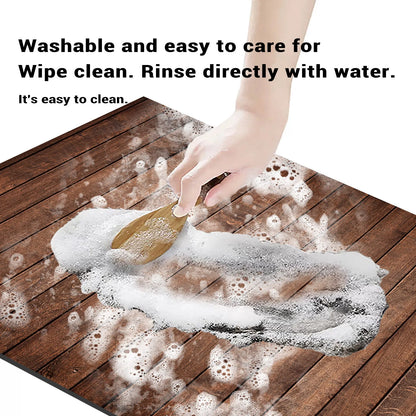 Country Wood Grain Doormat - Quick-Dry & Non-Slip for Bathroom & Entrance