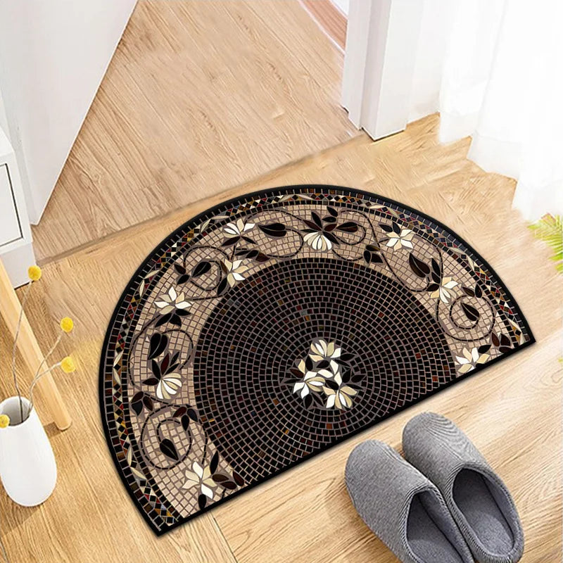 Soft Flannel Half-Moon Doormat - Plush & Comfortable for Indoor Entrance