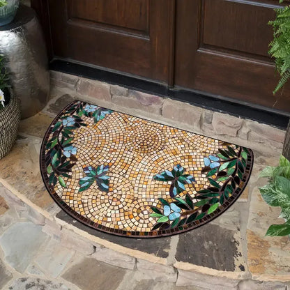 Soft Flannel Half-Moon Doormat - Plush & Comfortable for Indoor Entrance