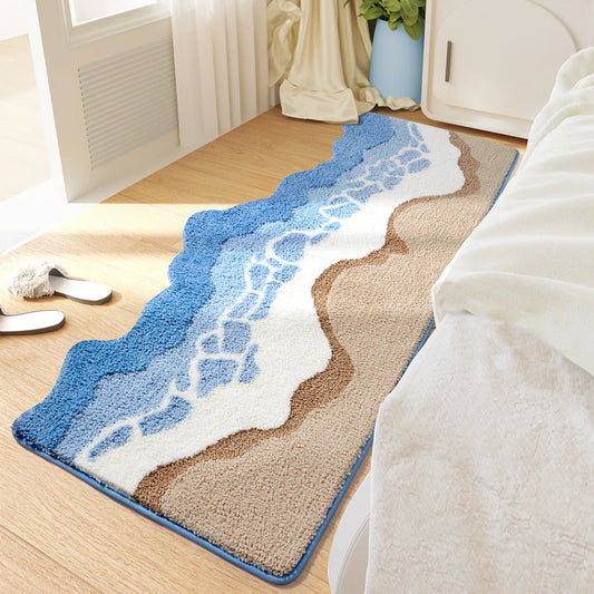 Ocean Themed Bath Mat - Soft Faux Cashmere & Non-Slip Rug for Bathroom