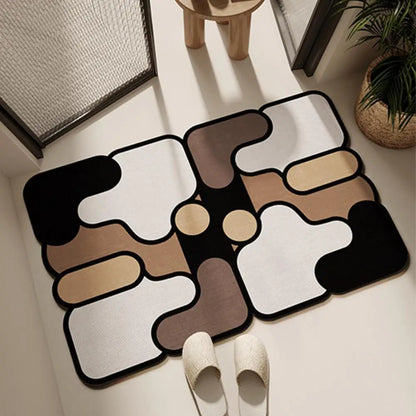 Puzzle Design Diatomite Bath Mat - Quick-Dry, Absorbent & Dirt Resistant