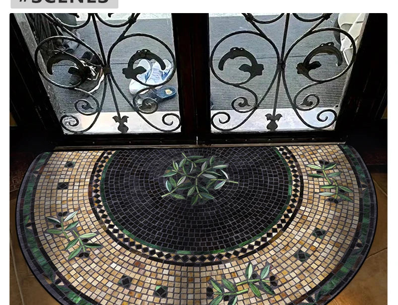 Semi-Circular Marble Doormat - Anti-Slip, Dirt & Wear Resistant Welcome Mat