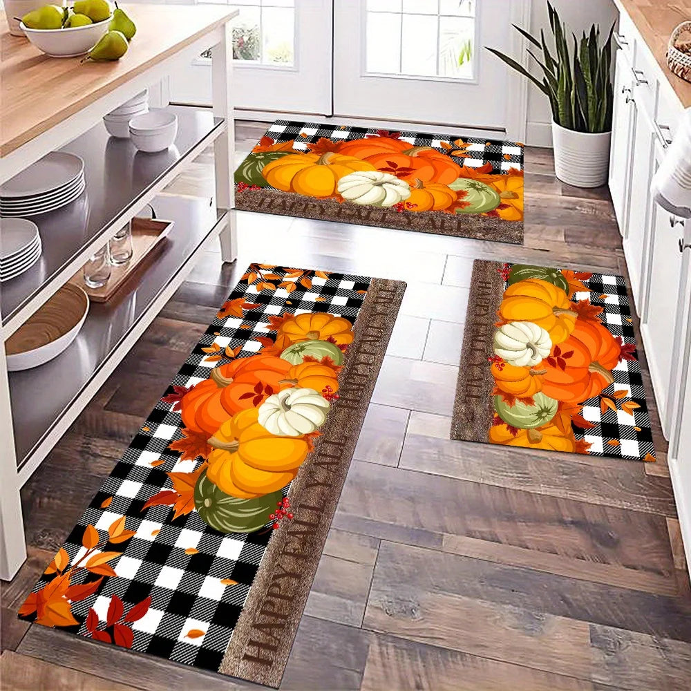 Thanksgiving Doormat - Autumn Festive Rug for Kitchen & Entrance, Easy to Clean