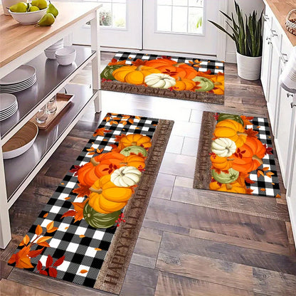 Thanksgiving Doormat - Autumn Festive Rug for Kitchen & Entrance, Easy to Clean