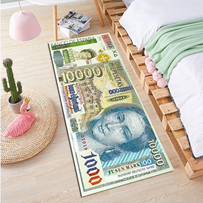 US Dollar Bill Runner Rug - Creative Long Strip Carpet for Hallway & Bedroom