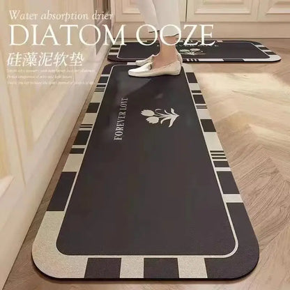 Light Luxury Diatomite Kitchen Mat 2-Piece Set - Absorbent & Anti-Slip Runner Rugs