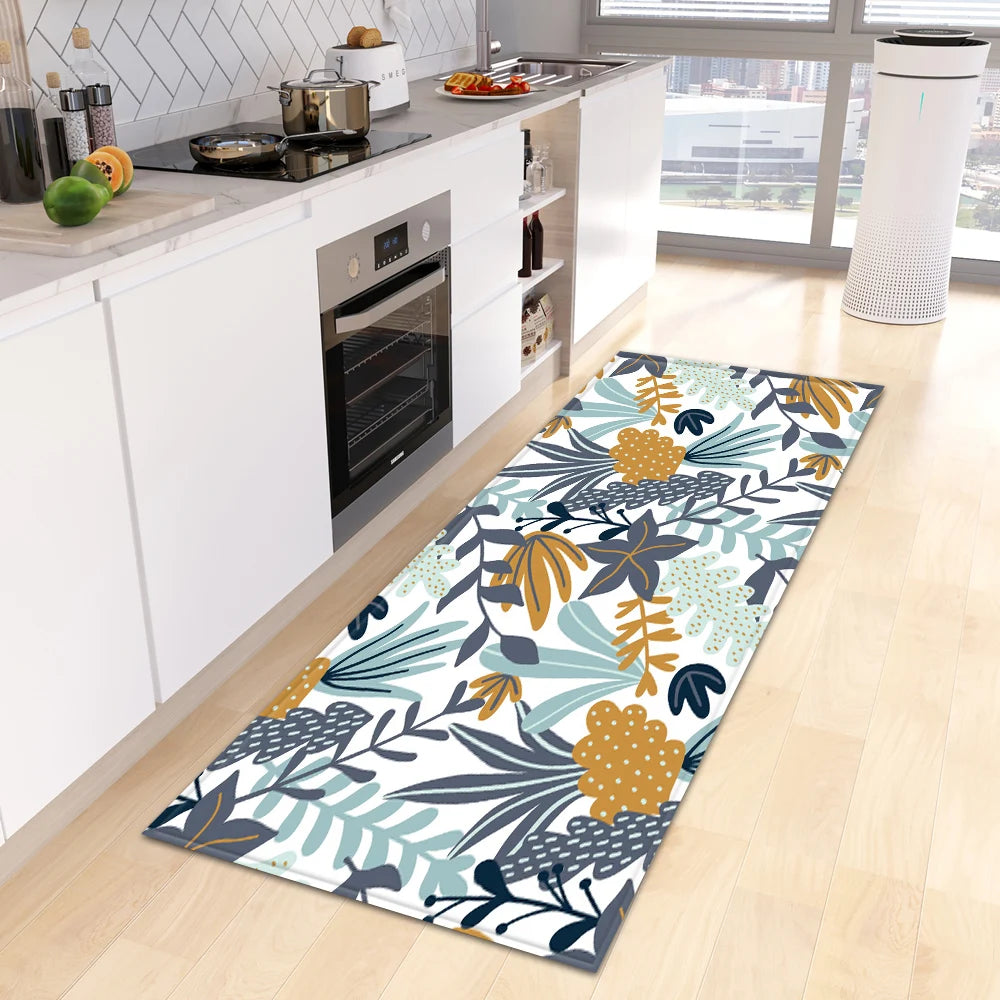 Tropical Leaves Doormat - Non-Slip & Washable for Kitchen & Entrance