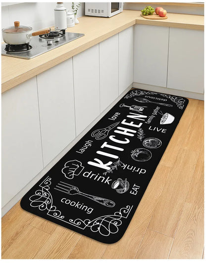 Washable Kitchen Mat with Sponge Comfort - Absorbent, Non-Slip & Waterproof Floor Rug