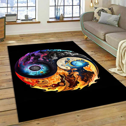 3D Yin Yang Tai Chi Rug - Meditation Area Carpet for Zen Living Room & Bedroom Decor