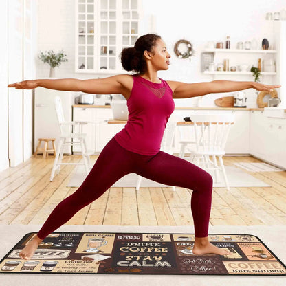 2-Pack Kitchen Rugs and Mats, Non-Slip Washable Floor Mat Set, Stain Resistant Coffee Brown Rugs, Kitchen Sink & Stove Mats