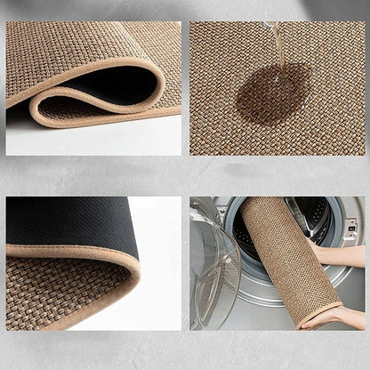 Faux Sisal Kitchen Runner - Washable & Non-Slip with Natural Rubber Backing