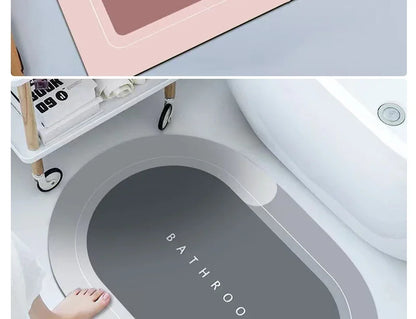 Diatom Mud Bath Mat - Super Absorbent & Fast-Drying Non-Slip Floor Mat for Bathroom