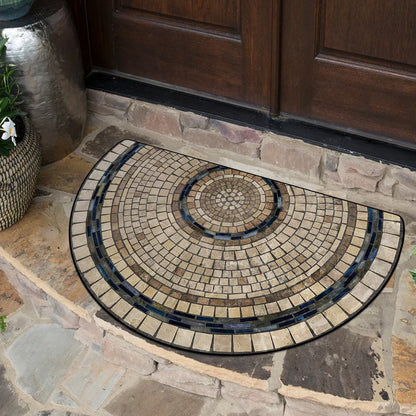 Floral Semi-Circular Doormat - Decorative & Durable Outdoor/Indoor Entrance Rug