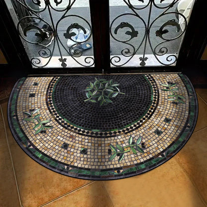 Semi-Circular Marble Doormat - Anti-Slip, Dirt & Wear Resistant Welcome Mat