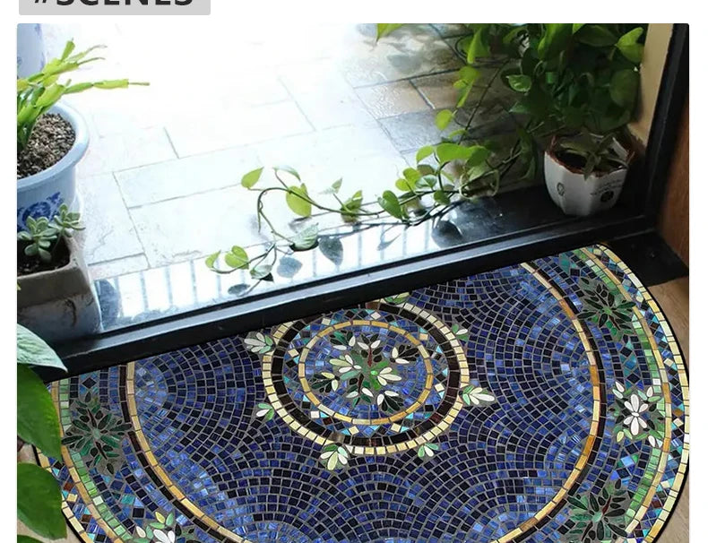 Semi-Circular Outdoor Doormat - Welcome Garden Rug for Entrance & Patio