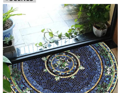 Semi-Circular Outdoor Doormat - Welcome Garden Rug for Entrance & Patio