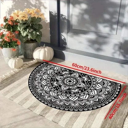 Boho Half-Moon Entryway Rug - Plush Crystal Velvet, Non-Slip & Dirt Resistant