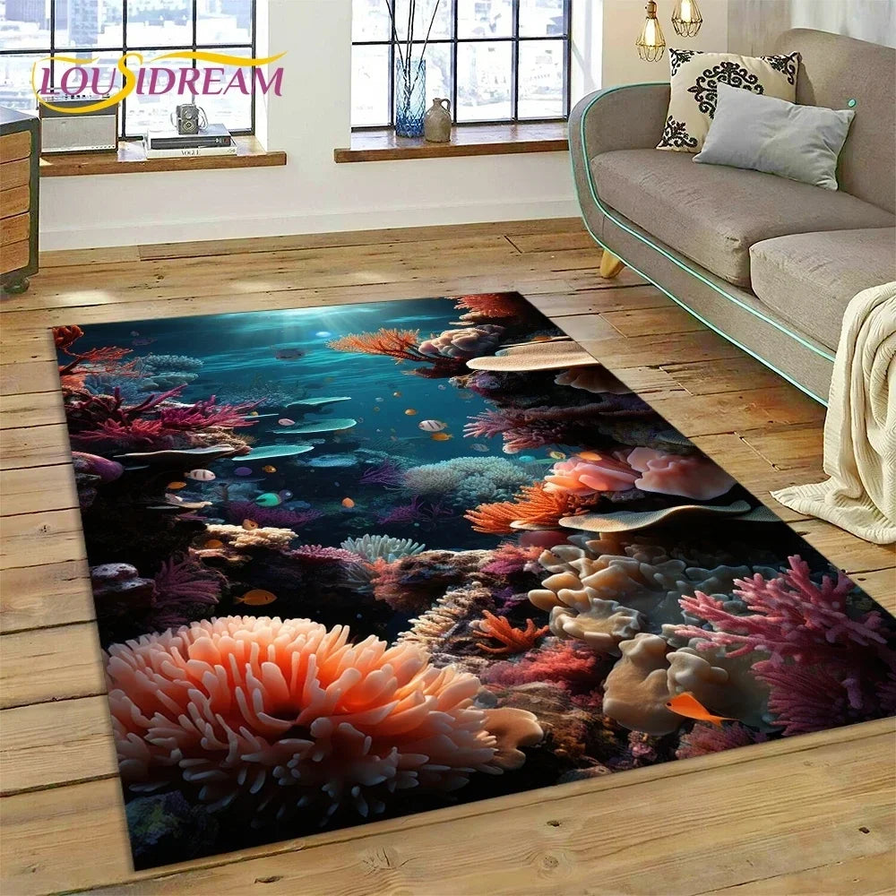 3D Dolphin Area Rug for Kids Room | Underwater World Theme | Non-Slip Playmat