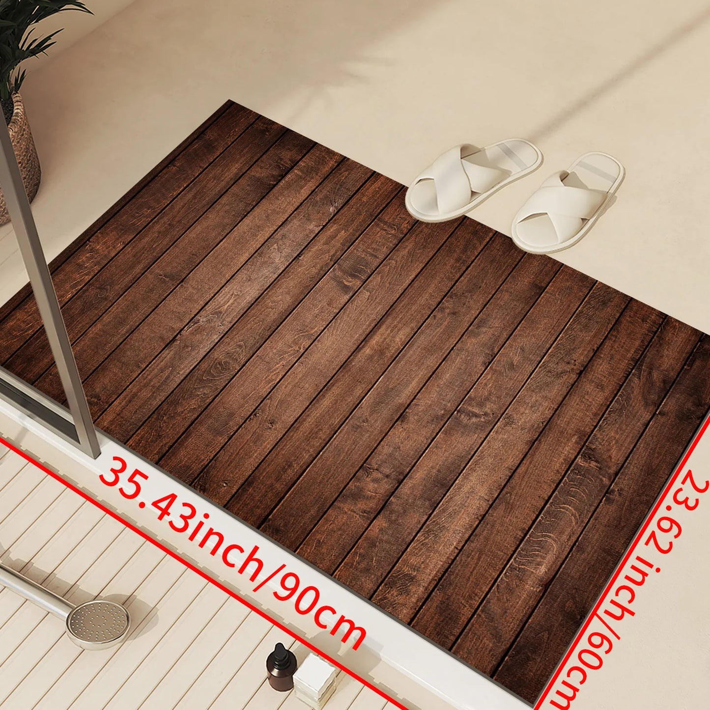 Country Wood Grain Doormat - Quick-Dry & Non-Slip for Bathroom & Entrance
