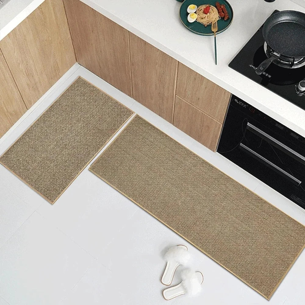 Faux Sisal Kitchen Runner - Washable & Non-Slip with Natural Rubber Backing