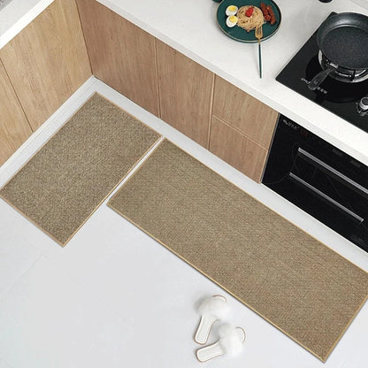 Faux Sisal Kitchen Runner - Washable & Non-Slip with Natural Rubber Backing