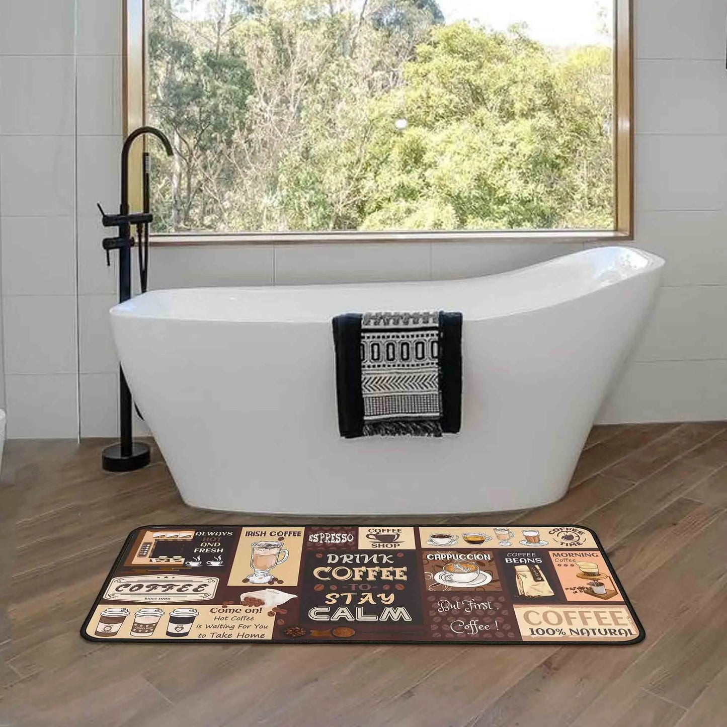 2-Pack Kitchen Rugs and Mats, Non-Slip Washable Floor Mat Set, Stain Resistant Coffee Brown Rugs, Kitchen Sink & Stove Mats
