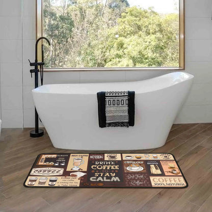 2-Pack Kitchen Rugs and Mats, Non-Slip Washable Floor Mat Set, Stain Resistant Coffee Brown Rugs, Kitchen Sink & Stove Mats