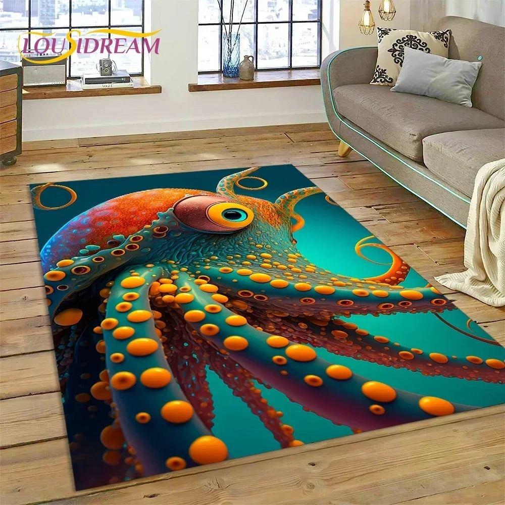 3D Dolphin Area Rug for Kids Room | Underwater World Theme | Non-Slip Playmat