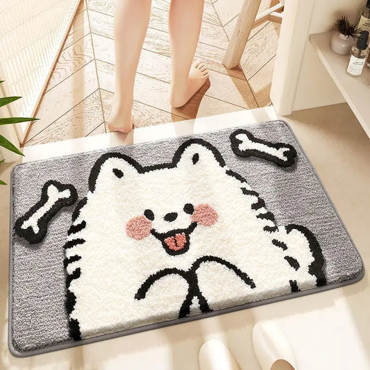 Cute Plush Bath Mat - Super Absorbent & Non-Slip Faux Cashmere Bathroom Rug