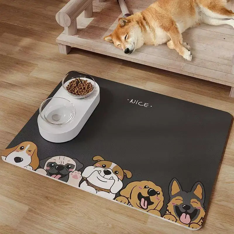 Diatomite Pet Feeding Mat - Absorbent, Leak-Proof & Easy Wipe Clean Tray