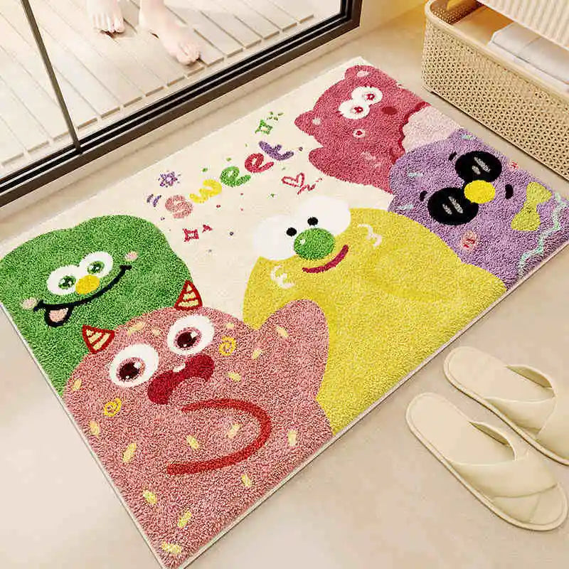 Cartoon Plush Bath Mat - Super Absorbent & Dirt Resistant Faux Cashmere Rug