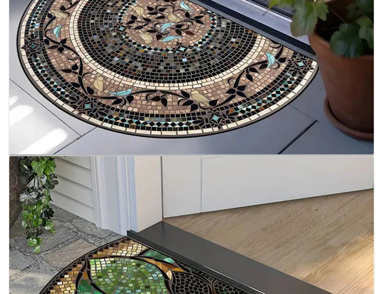 Semi-Circular Outdoor Doormat - Welcome Garden Rug for Entrance & Patio