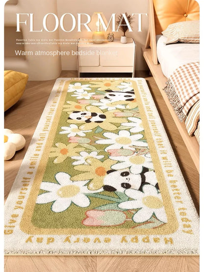 Luxury Plush Bedroom Carpet, Long Oval Cashmere Throw Blanket, Thick Shaggy Floor Mat for Girls Room, Light Luxury Bedside Rug, Kids Nursery Decor