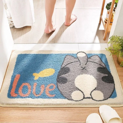 Plush Absorbent Mat - Non-Slip Faux Cashmere Rug for Bathroom & Bedroom Door