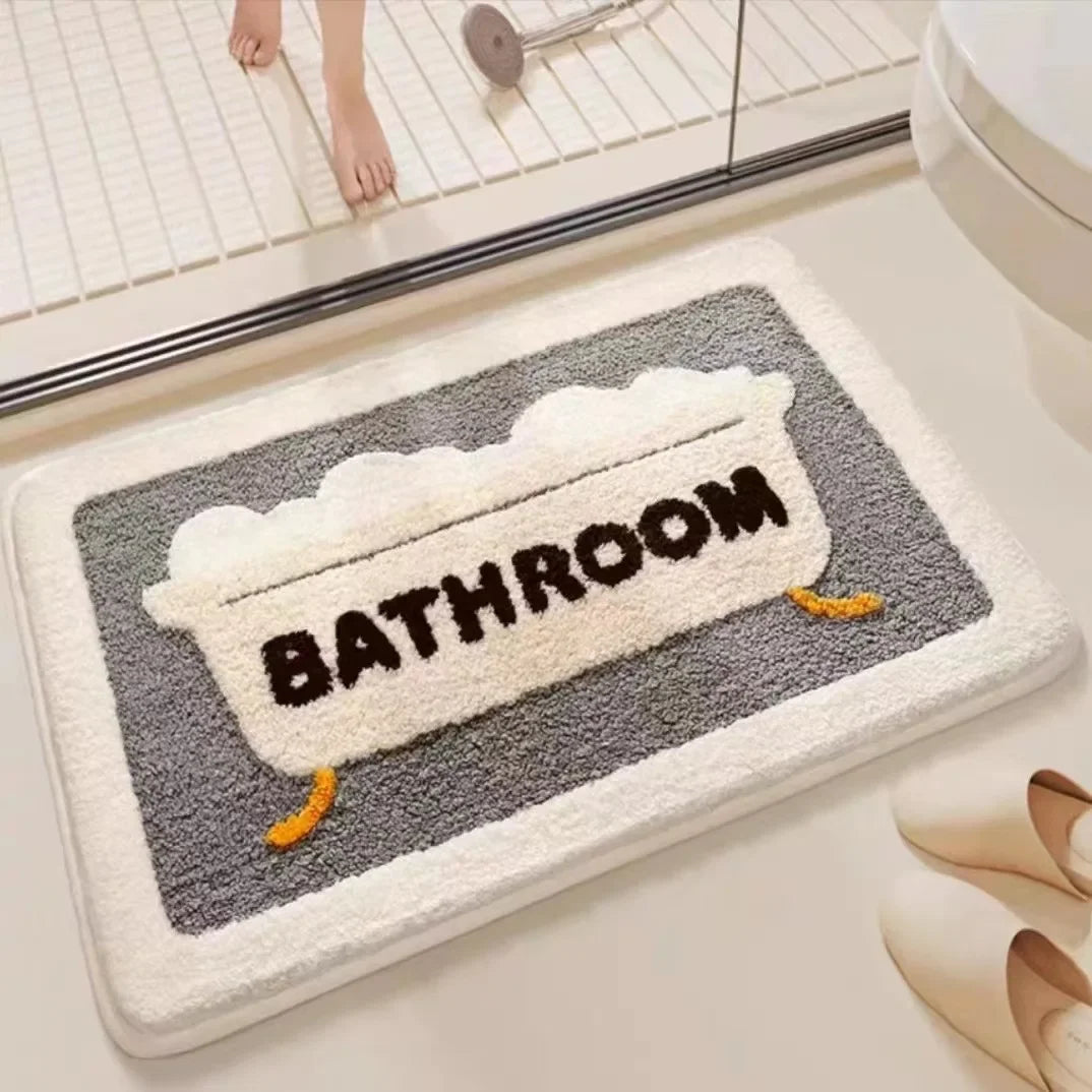 Cartoon Plush Bath Mat - Super Absorbent & Non-Slip Faux Cashmere Rug