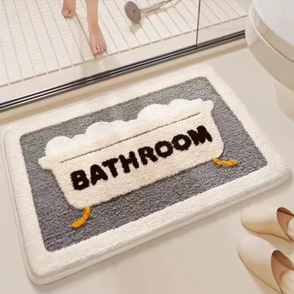 Cartoon Plush Bath Mat - Super Absorbent & Non-Slip Faux Cashmere Rug