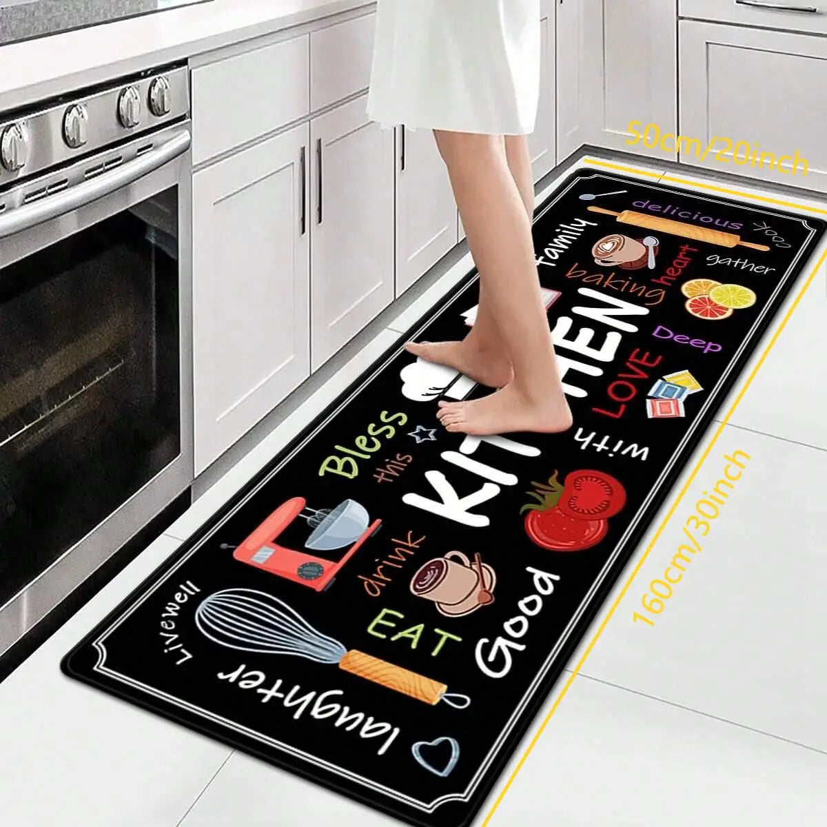 Printed Kitchen Mat (1 or 2-Pack) - Durable & Wear-Resistant Floor Rug