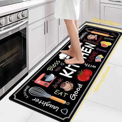 Printed Kitchen Mat (1 or 2-Pack) - Durable & Wear-Resistant Floor Rug