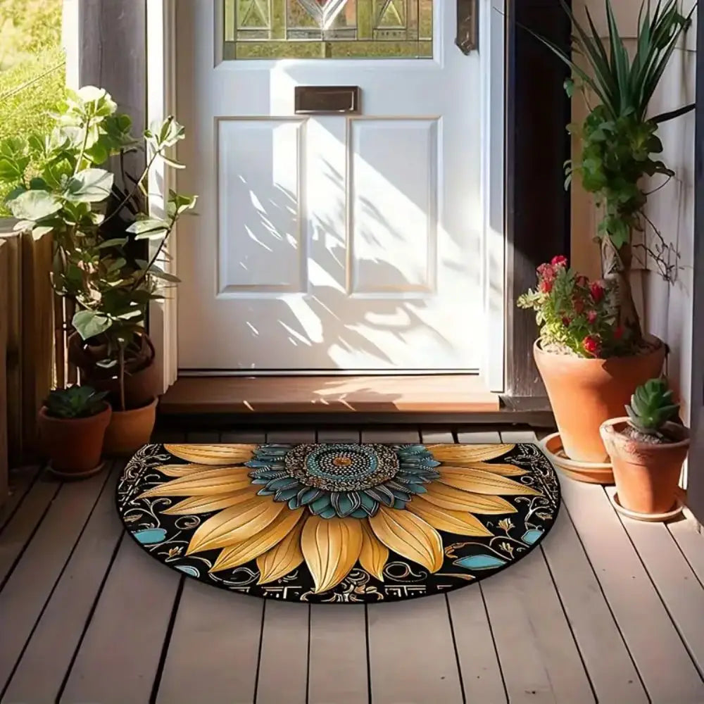 Winter Floral Doormat - Soft & Absorbent European Style Rug for Entrance & Bathroom