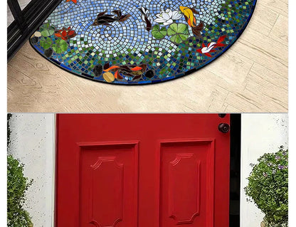 Floral Semi-Circular Doormat - Decorative & Durable Outdoor/Indoor Entrance Rug