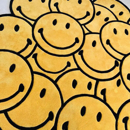 Smiley Face Plush Rug - Irregular Shaped Non-Slip Carpet for Game & Lounge Room