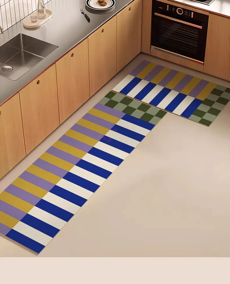 Retro Striped Diatomite Kitchen Mat - Absorbent, Non-Slip & Easy to Scrub Floor Pad