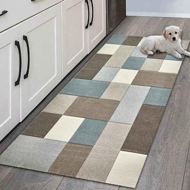 Geometric Area Rug - Non-Slip & Durable for Living Room, Hallway & Entrance