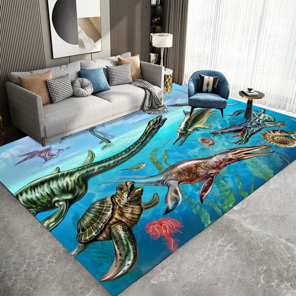 3D Ocean Animal Area Rug - Underwater World Colorful Carpet for Bedroom, Living Room, Kitchen