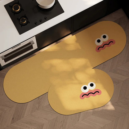 Cartoon Diatomite Kitchen Runner (1 or 2-Pack) - Absorbent & Non-Slip Floor Mat