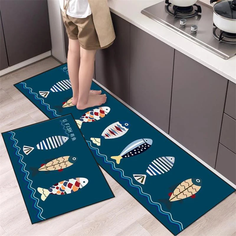 Cartoon Animal Runner Rug - Long, Non-Slip & Absorbent for Bedroom & Kitchen