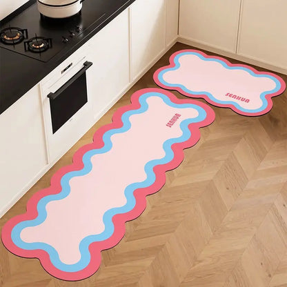 Diatomite Mat 2-Piece Set - Non-Slip & Easy Clean for Kitchen and Bathroom Door