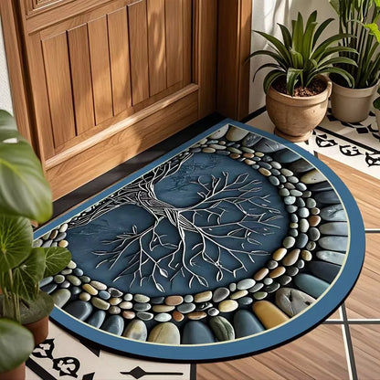Semi-Circle Crystal Velvet Doormat - Plush, Non-Slip & Wear-Resistant Entrance Mat