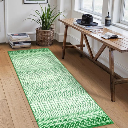 Christmas Red Geometric Rug - American Minimalist, Easy-Clean Entryway Carpet