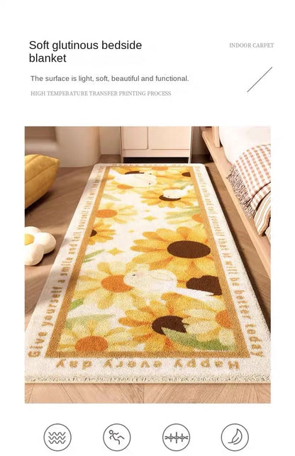 Luxury Plush Bedroom Carpet, Long Oval Cashmere Throw Blanket, Thick Shaggy Floor Mat for Girls Room, Light Luxury Bedside Rug, Kids Nursery Decor